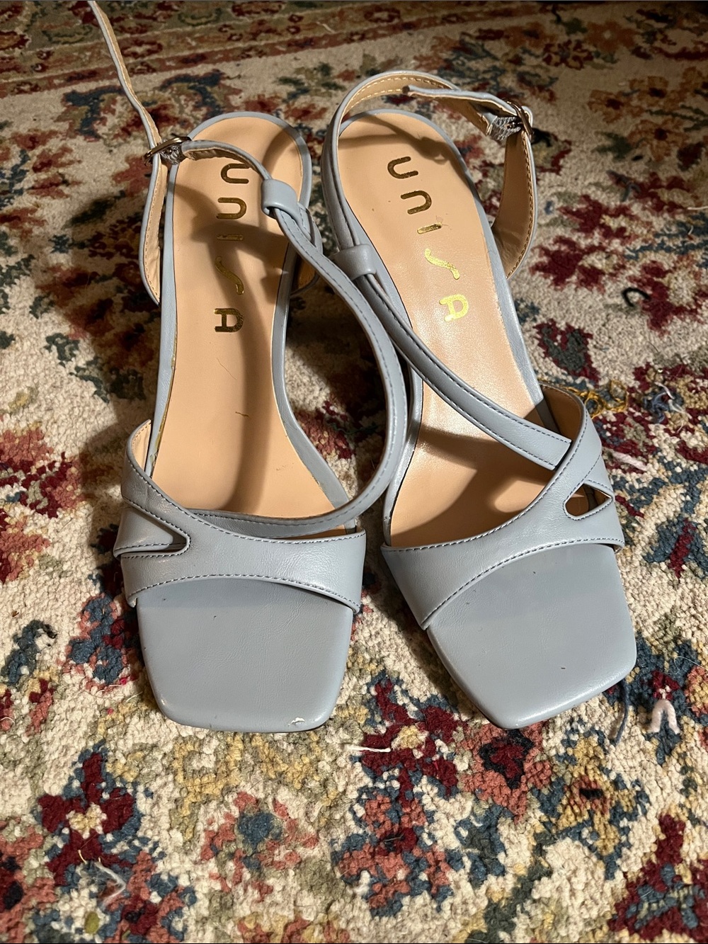 UNISA Women's Light Blue Strappy Slingback Heels